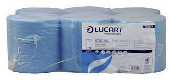 Picture of Lucart L-One Mini Strong Centrefeed Roll Blue 350 sheets 122m x 6 rolls
