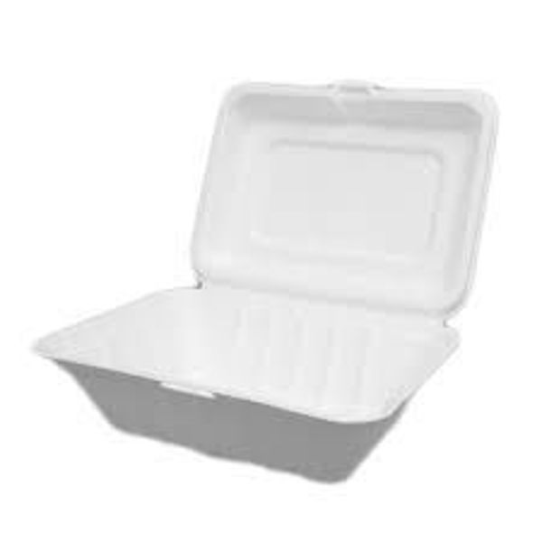 Picture of 1000ML BAGASSE COMPOSTABLE MEAL BOX 9.5X6X2.5" (250)