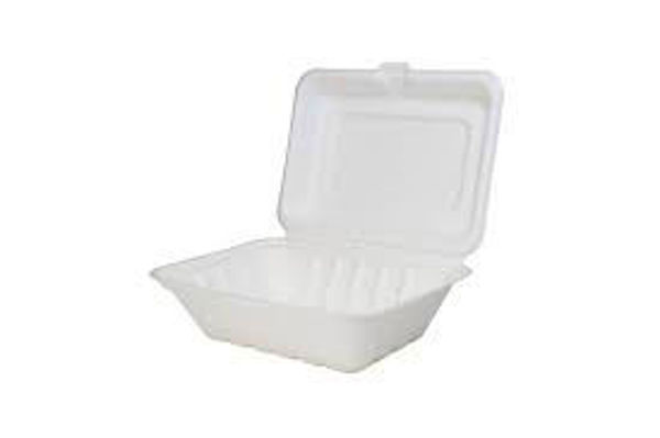 Picture of 7" BAGASSE SMALL RECTANGLE COMPOSTABLE MEAL BOX(12X50'S)