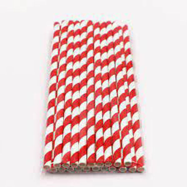 Picture of RED & WHITE 3PLY COMPOSTABLE PAPER STRAW 197MM X 6MM (48X100)